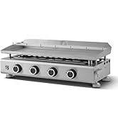 jardinite - Plancha Silvia Evo 4 Feux Plaque INOX de 84 x 34 cm - 4 brûleurs - Grille de réchauffem...