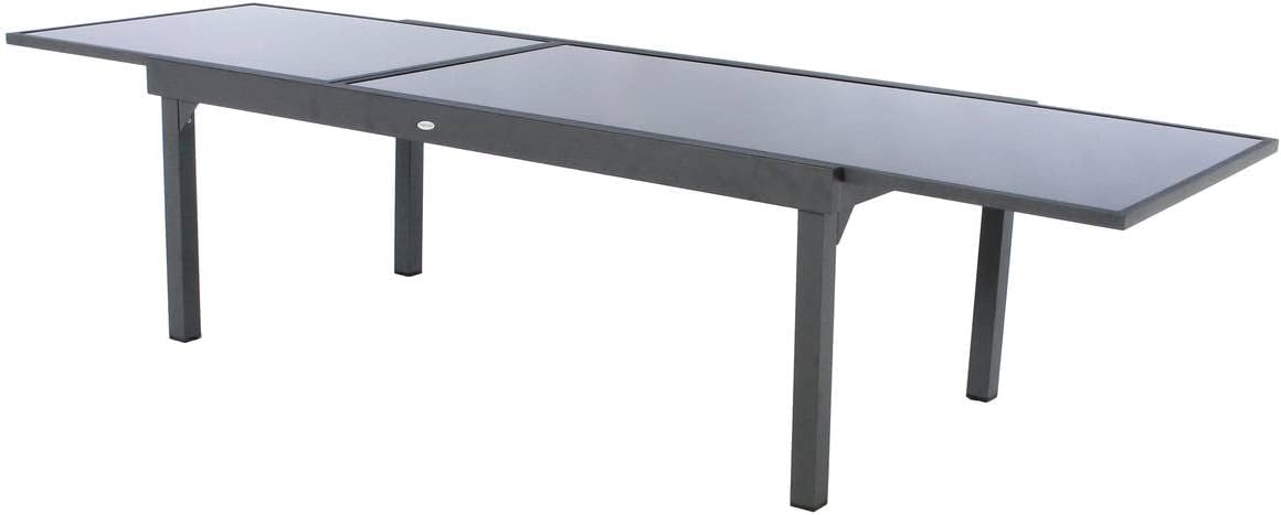 jardinite - Piazza extensible - 12 places - aluminium/verre renforcé - gris graphite