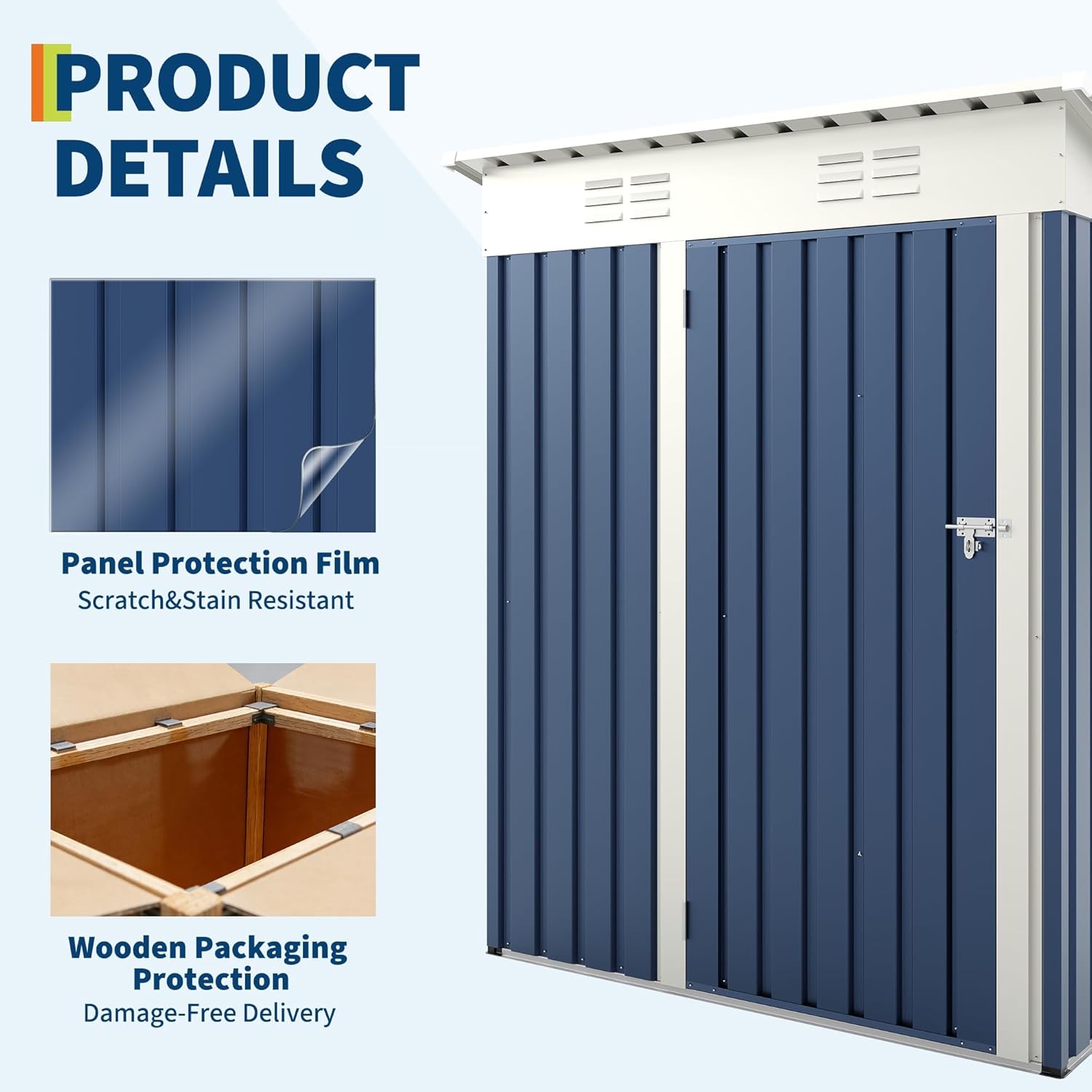 Abri de jardin - métal compact - 152x91 cm - toit incliné, portail verrouillable
