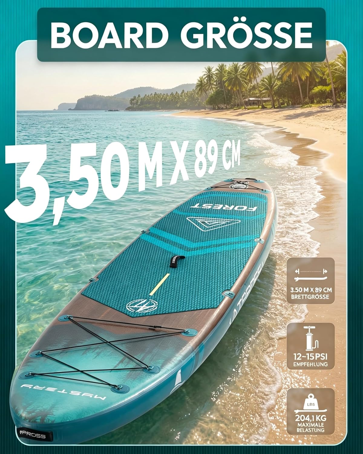 Planche à pagaie gonflable adulte - 350x89x15cm - 200kg, large, kit accessoires