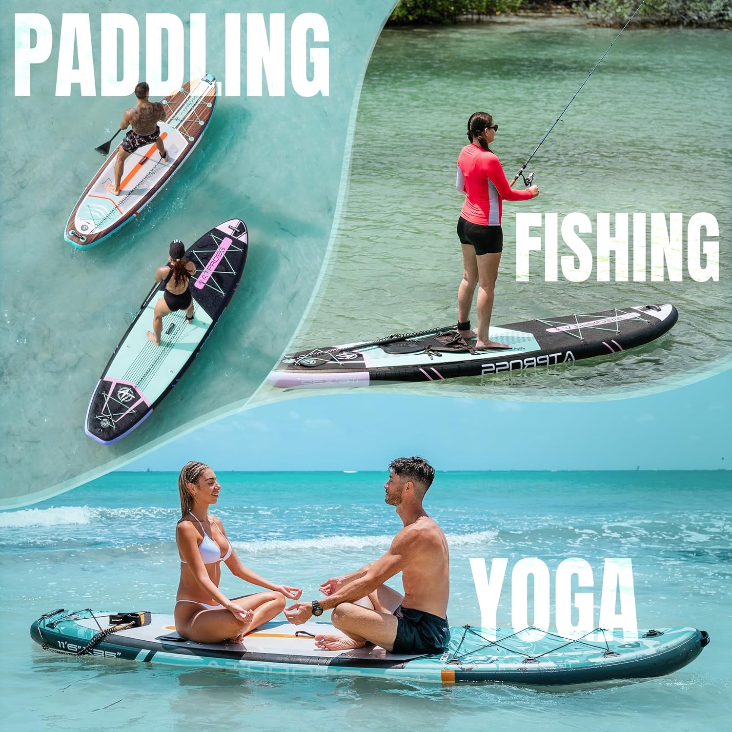 Planche à pagaie gonflable adulte - 350x89x15cm, 200kg, kit SUP, sac à dos, surface antidérapante, stable, yoga, pêche, 