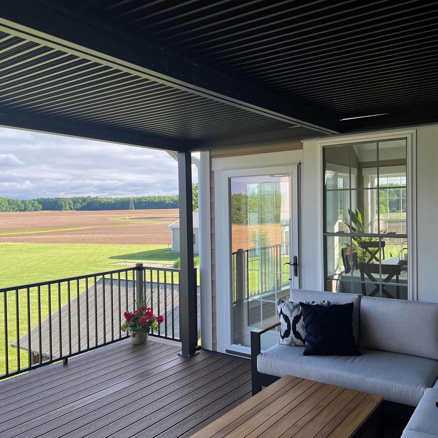 jardinite - Pergola bioclimatique - 4,8x3m - alu, lames orientables, éclairage, 14,4m²