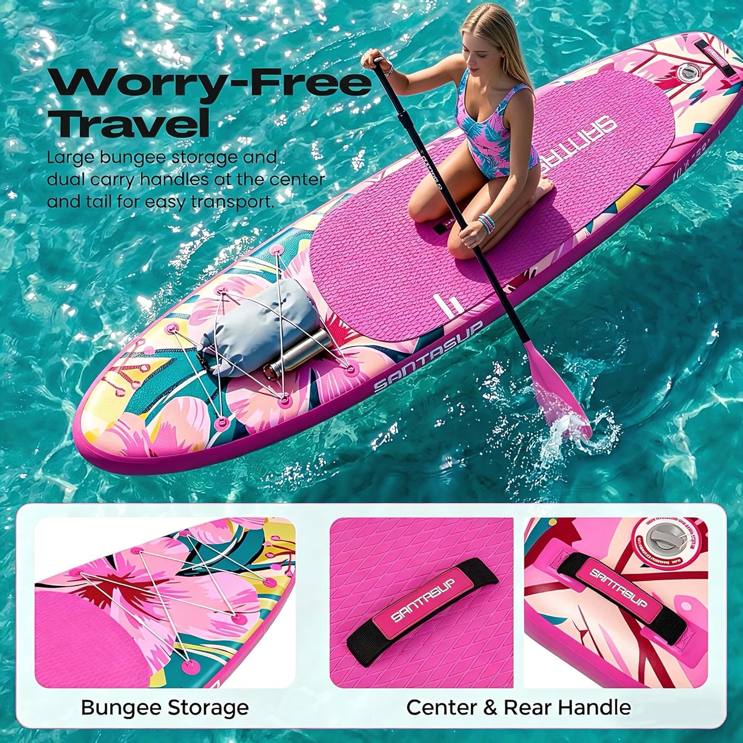 Tableau Gonflable Stand Up Paddle avec Accessoires Sup, Pont EVA antidérapant, Tableau Large 10'6