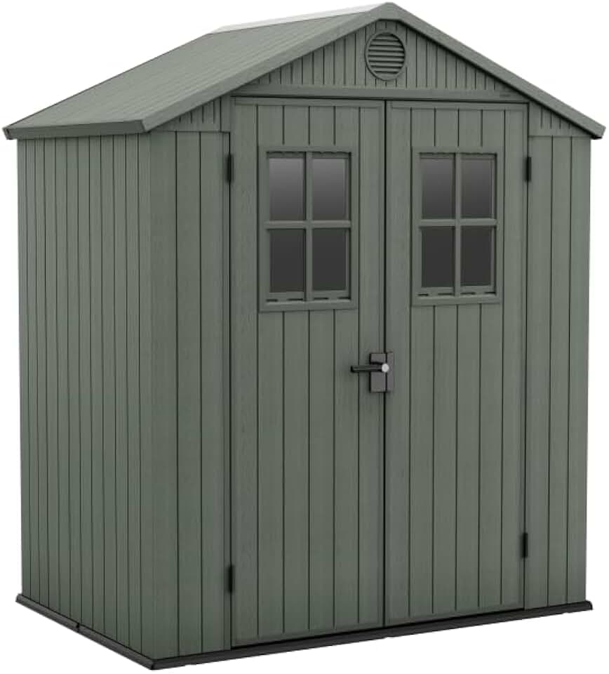 Abri de jardin - 6x4 - 190x122x221 cm - effet bois, vert sauge, 2,2 m²