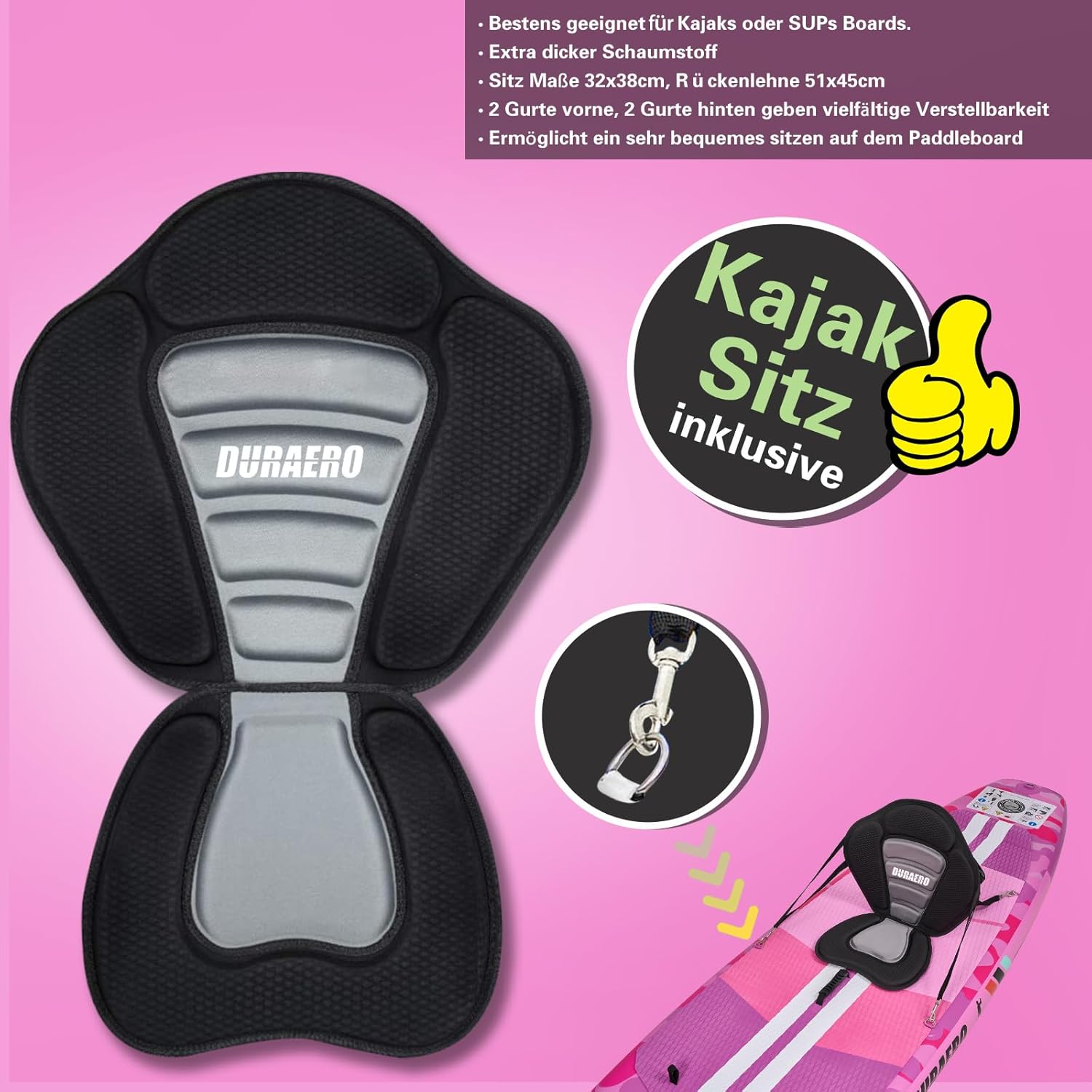 Kayak Gonflable Stand Up Paddle - 330x76x15cm - siège, pagaie 2 en 1, pompe, sac à dos, support caméra