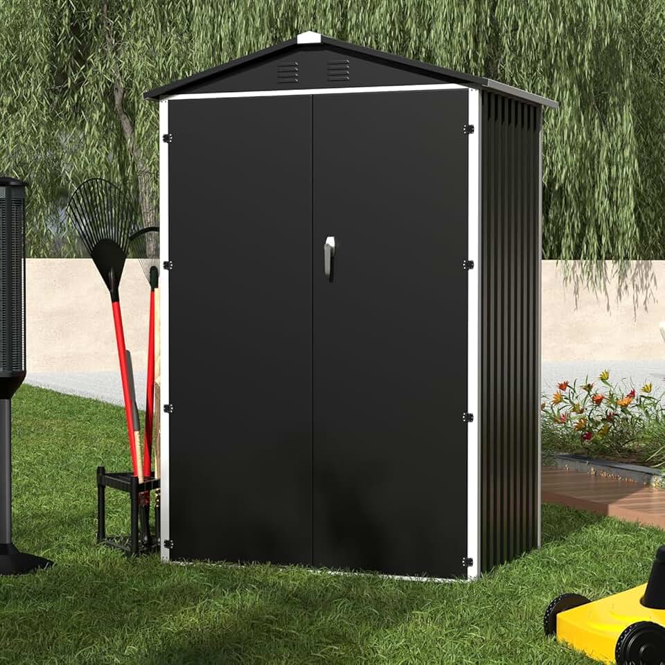jardinite - Abri de jardin toit incliné 125x88.5x185cm - Résistant, noir