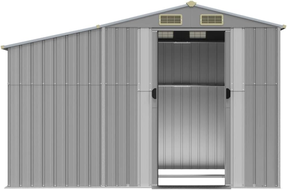 Abri de jardin en acier galvanisé – Durable pour outils et bûches avec toit incliné 277 x 192,5 x 179 cm – Parfait pour le stockage de matériel d'extérieur et de charbon
