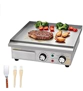 jardinite Plancha électrique commerciale en acier inoxydable, 36cm, avec contrôle de température ré...
