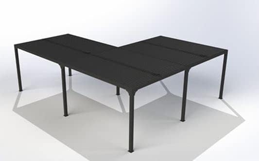Pergola bioclimatique aluminium en L, 32,63 m², XXL, grande taille