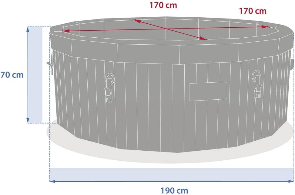 jardinite - Spa Nordik Ø190 cm - 5-7 pers, 180 jets, WiFi connecté, effet bois