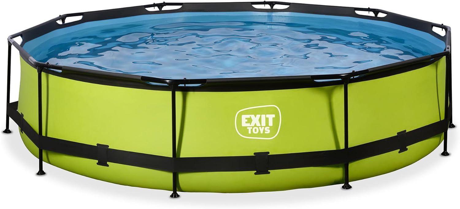 jardinite Piscine Tubulaire Lime - ø360x76cm - Piscine Hors Sol Ronde Grande avec Pompe Filtrante à Cartouche - Entrée Basse - Idéal pour Les Jeunes Enfants - Cadre Stable - Design Unique - Vert