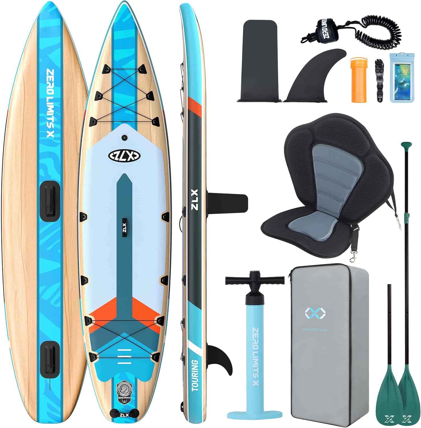 ZLX - Planche Paddle Touring - 350cm - siège kayak, 180kg, sup rapide
