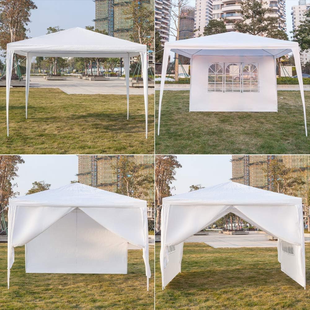 Tonnelle de jardin pliante imperméable 3x3m, 4 parois, bâche PE épaisse, protection UV