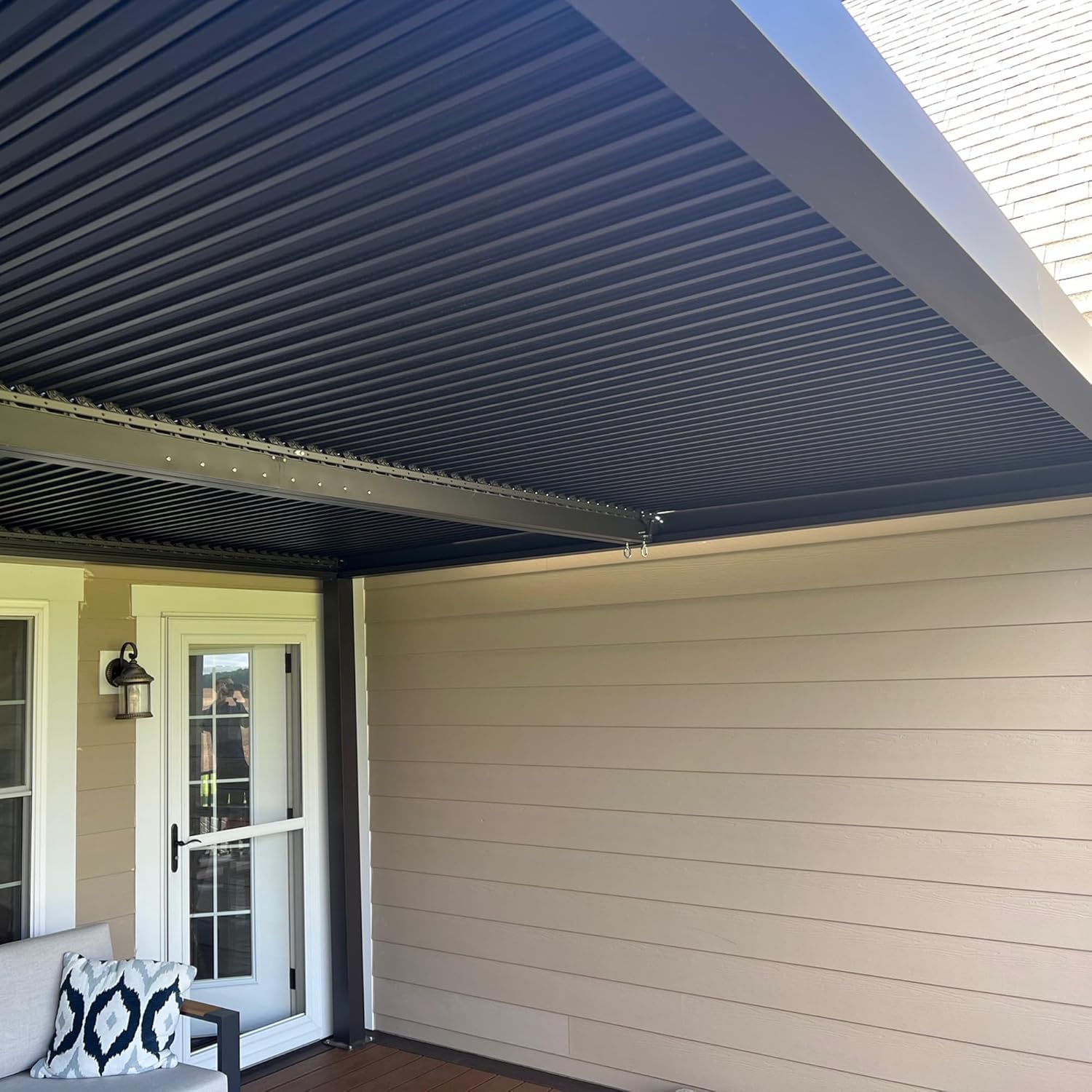 jardinite - Pergola bioclimatique 4,24x3m, aluminium, lames orientables, éclairage extérieur, 12,72m², Gris