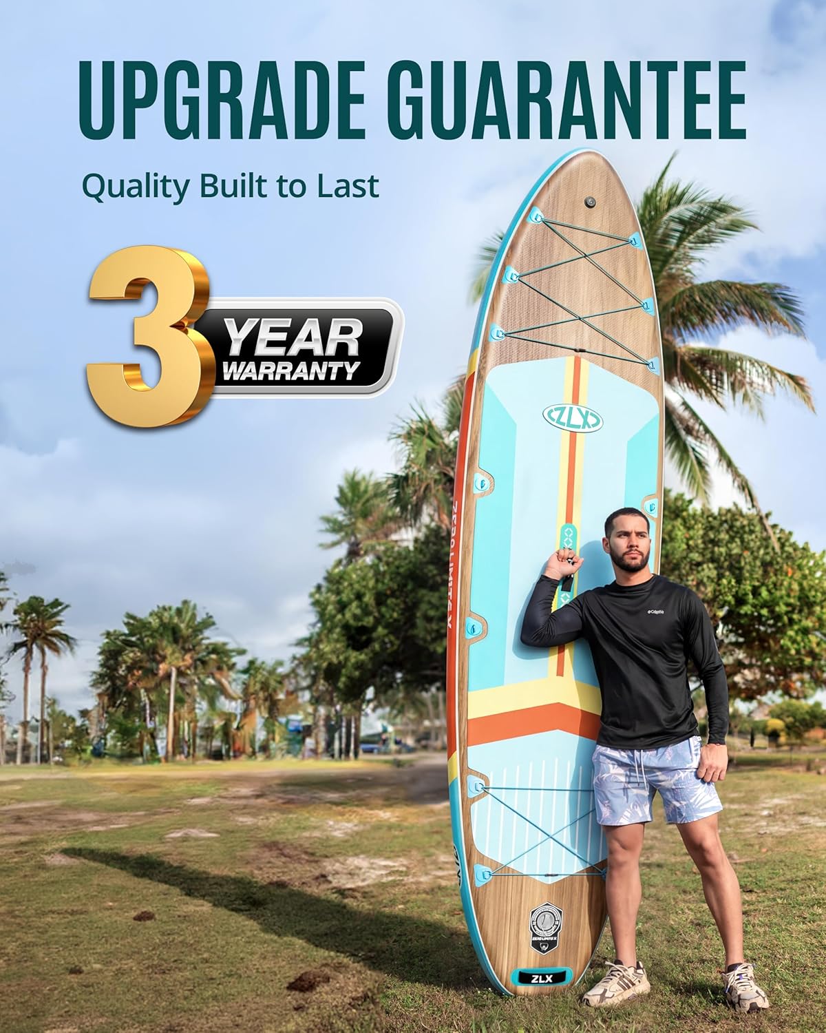 ZLX - Paddle gonflable série Extra Large - 350x89 cm - planche stable, antidérapante, accessoires premium, avec siège go