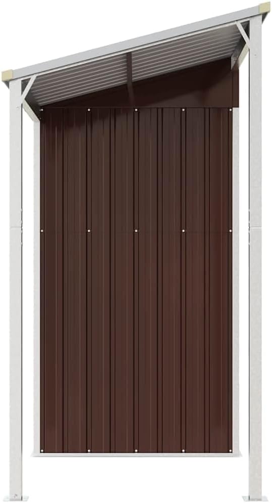Abri de jardin avec toit prolongé marron 277x107x181 cm acier , Maison & jardin , Pelouses & jardins , Vie en extérieur , Structures extérieures , Cabanes & abris de jardin, Brun, (Poids 41.73KG)