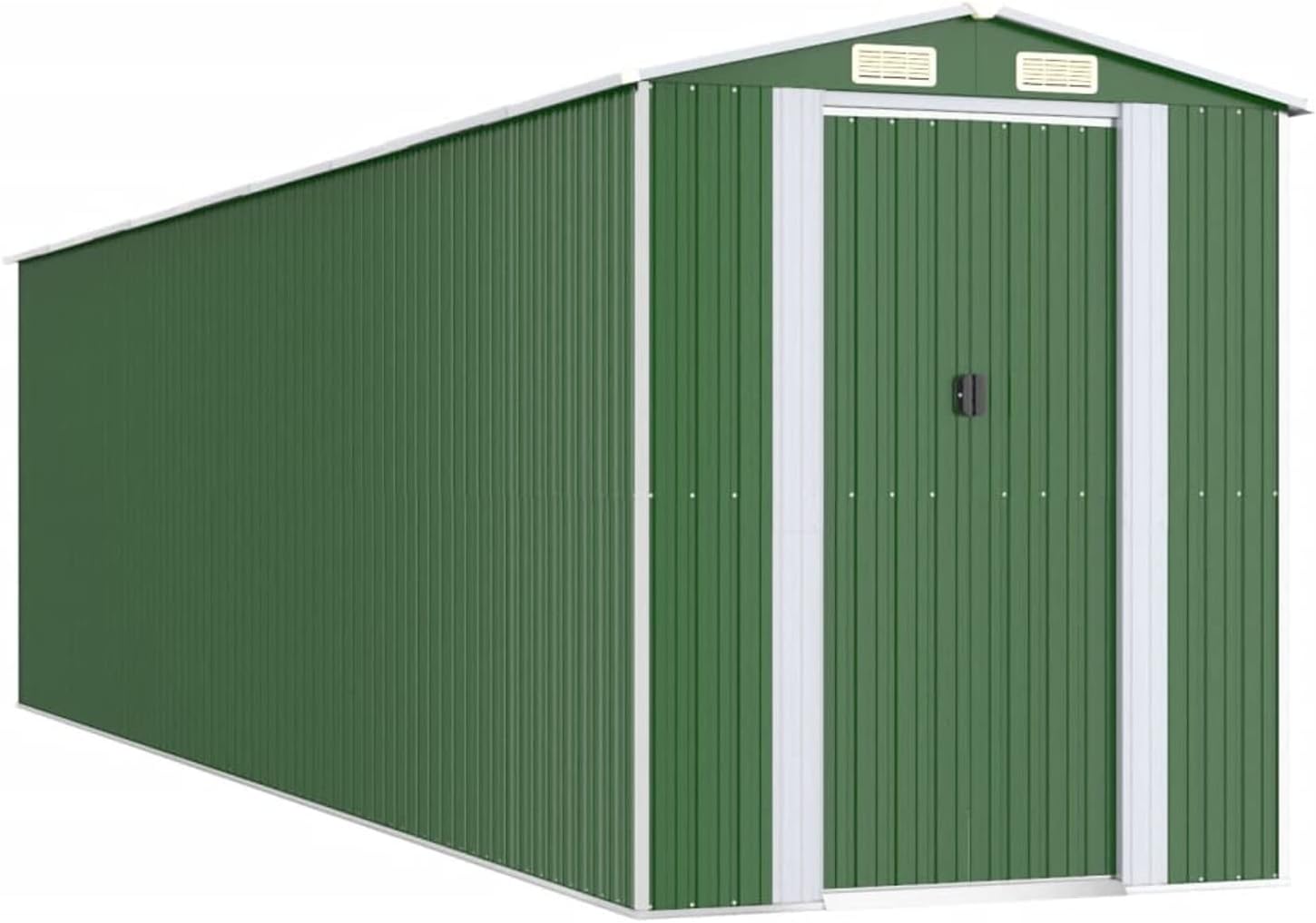 Abri de jardin extérieur en acier galvanisé vert 192 x 772 x 223 cm
