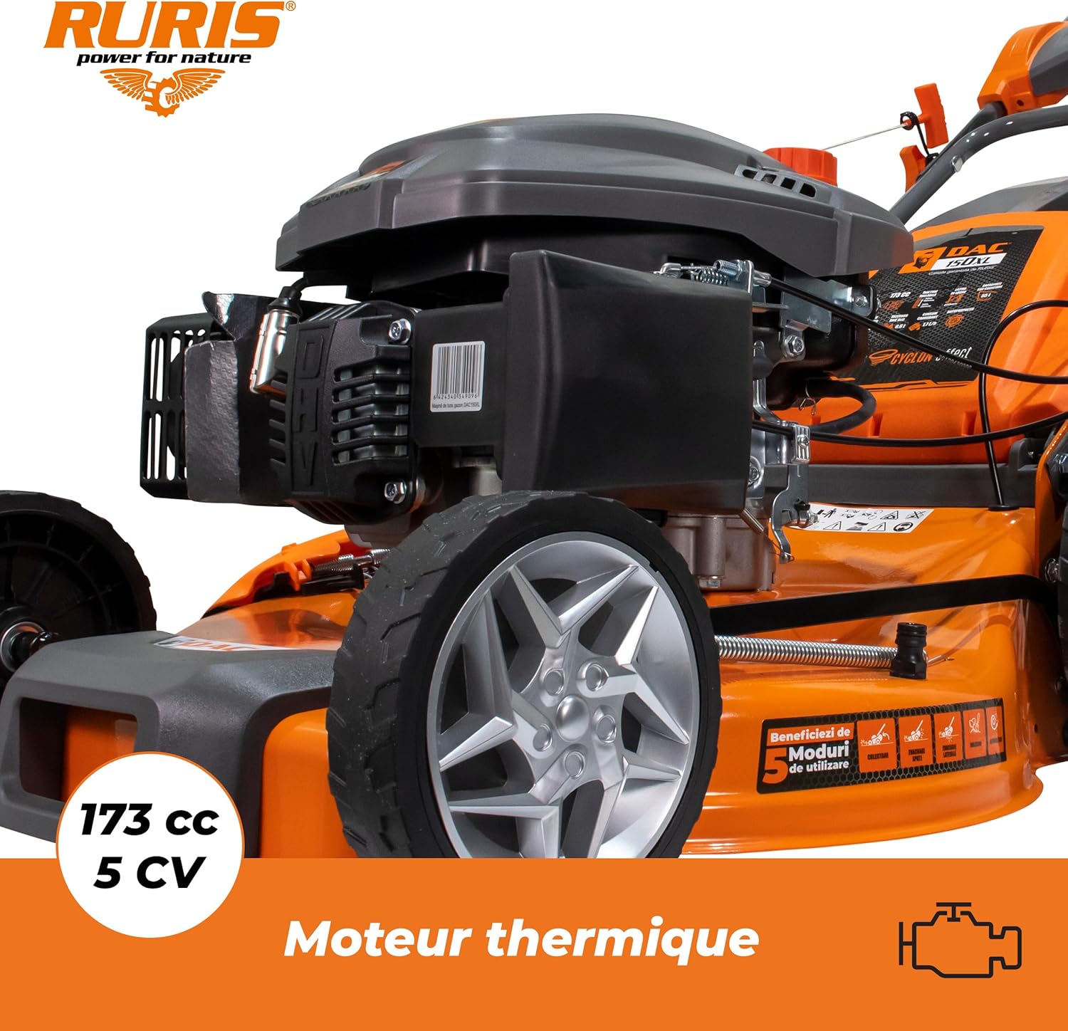 Ruris - tondeuse thermique 502mm 5CV sac 55L autopropulsée DAC150XL