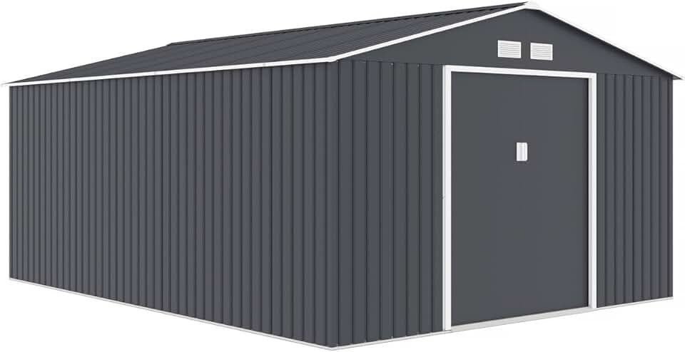 Abri de jardin métal Vegas - 15 m² - structure acier, coloris gris