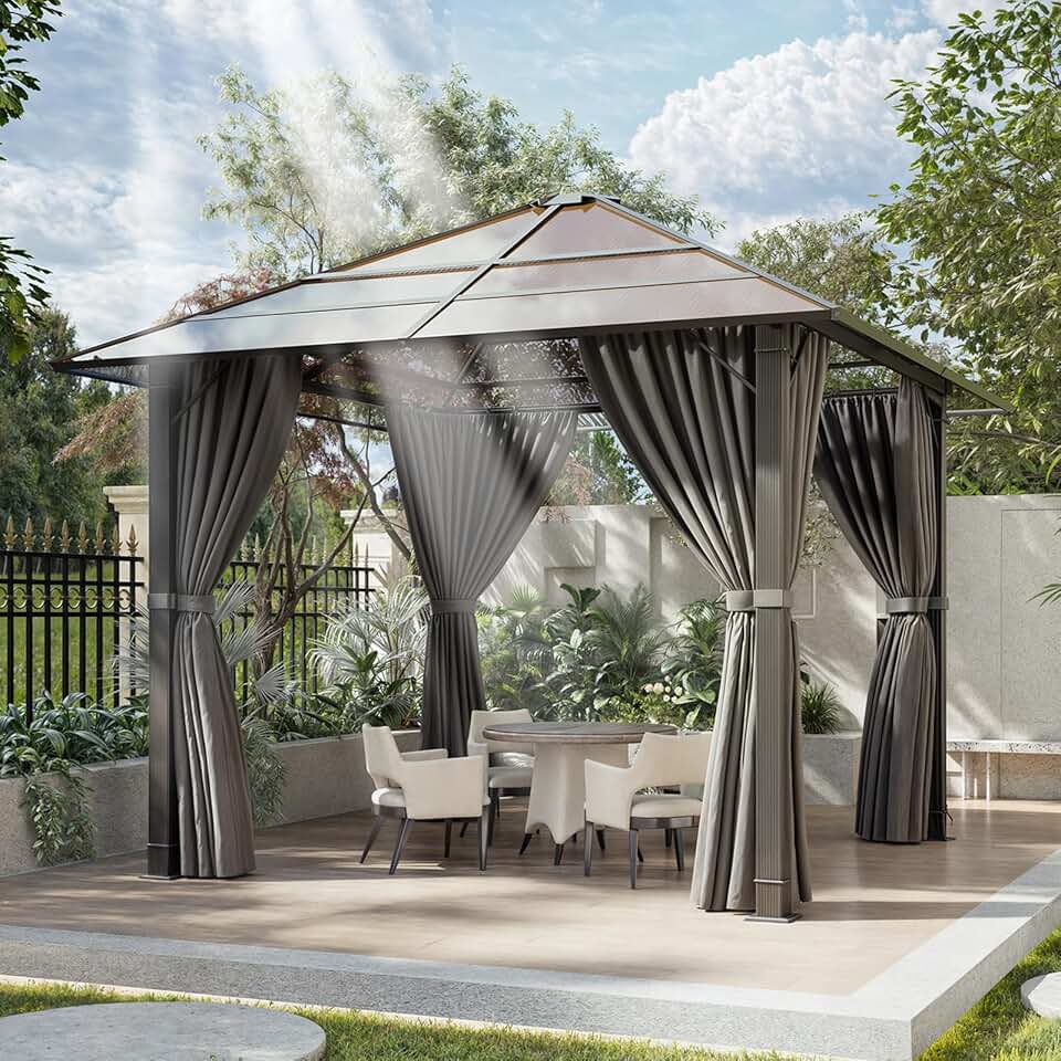 jardinite - Tonnelle Hardtop Aluminium 3x3m, étanche UV, gris