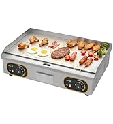 jardinite Plancha Électrique Professionnelle Inox 4400W De Gril En Le Fer 73 * 43cm, Thermostat 50 ...