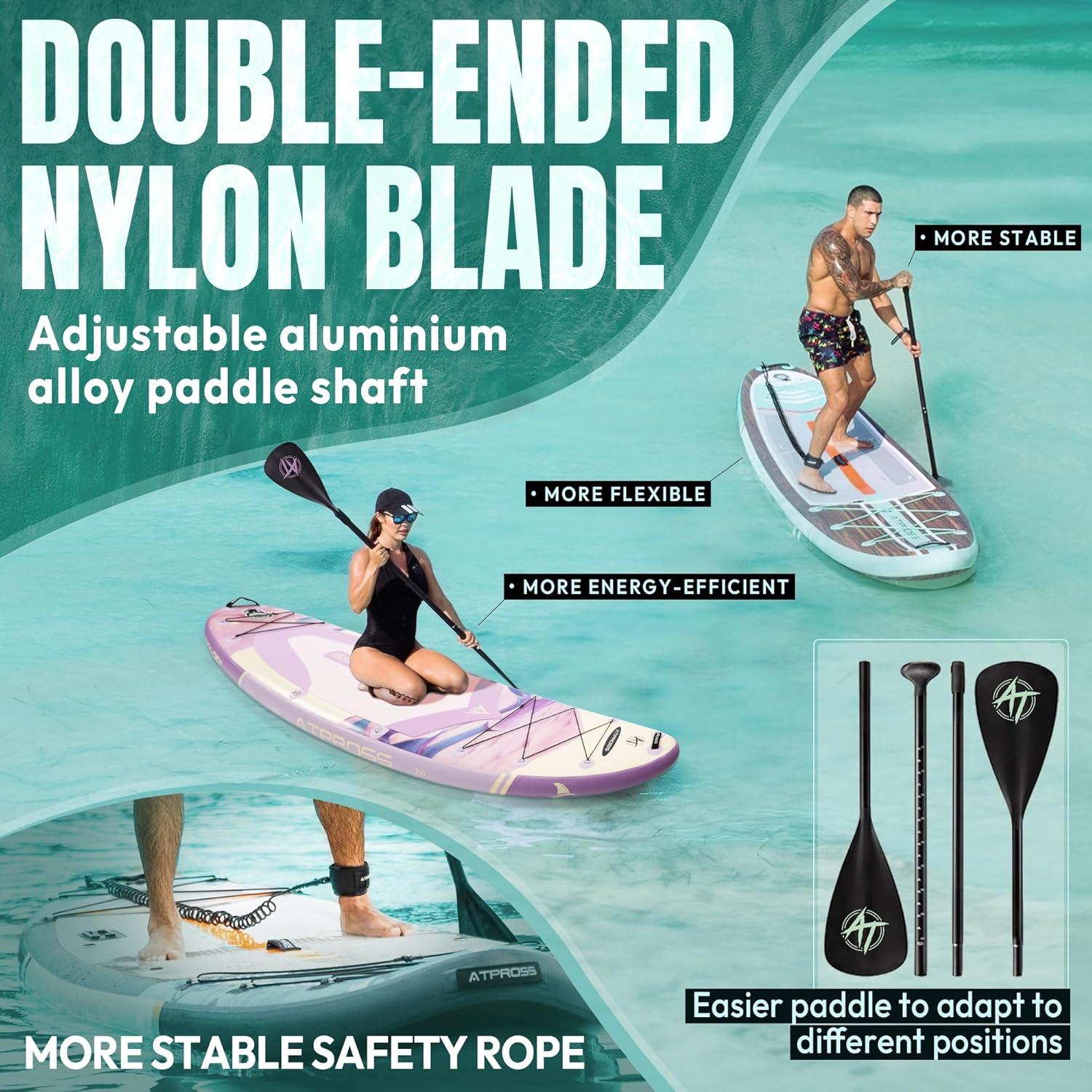 Planche à pagaie gonflable pour adultes, 350 x 89 x 15 cm, 200 kg, extra large, avec kit d'accessoires de SUP et sac à dos, planche de kayak antidérapante, stable, pour yoga, pêche, surf