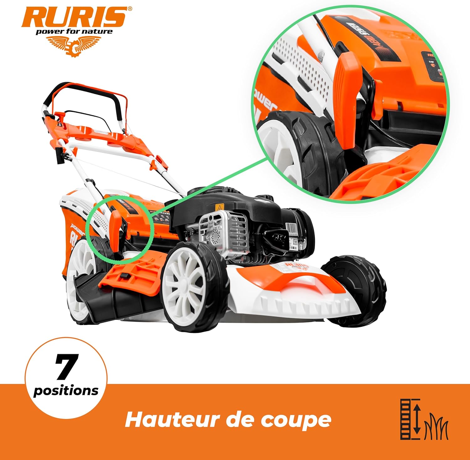RURIS - tondeuse autoportée série RX, 46cm, 65L, 3CH, RX333S