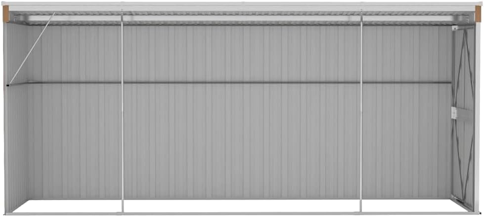 Abri de jardin mural en acier galvanisé, brun, 118x382x178 cm, robuste, 47.9KG