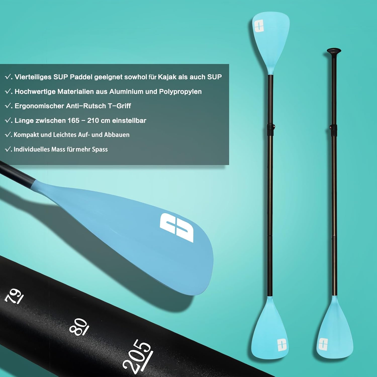 Siège de Kayak Gonflable Stand Up Paddle et Support de caméra, pagaie 2 en 1 330x76x15cm, Pompe jusqu'à 150kg avec Sangle de Pied, Sac à Dos