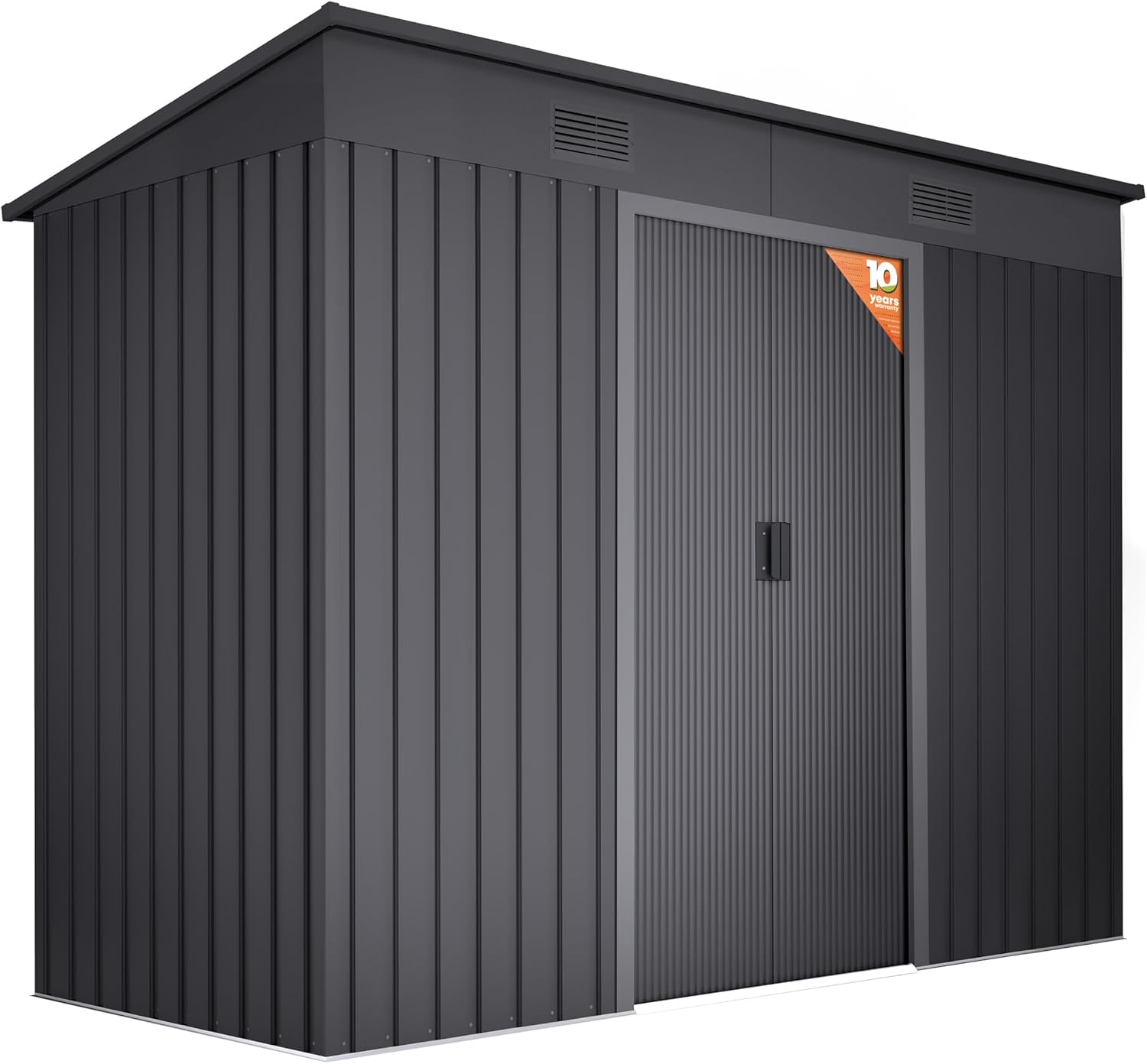 Abri de Jardin en métal 3,14m2 Light Anthracite - 238x130x202cm - 2 caillebotis - Anthracite - Double Porte coulissante - Rangement extérieur
