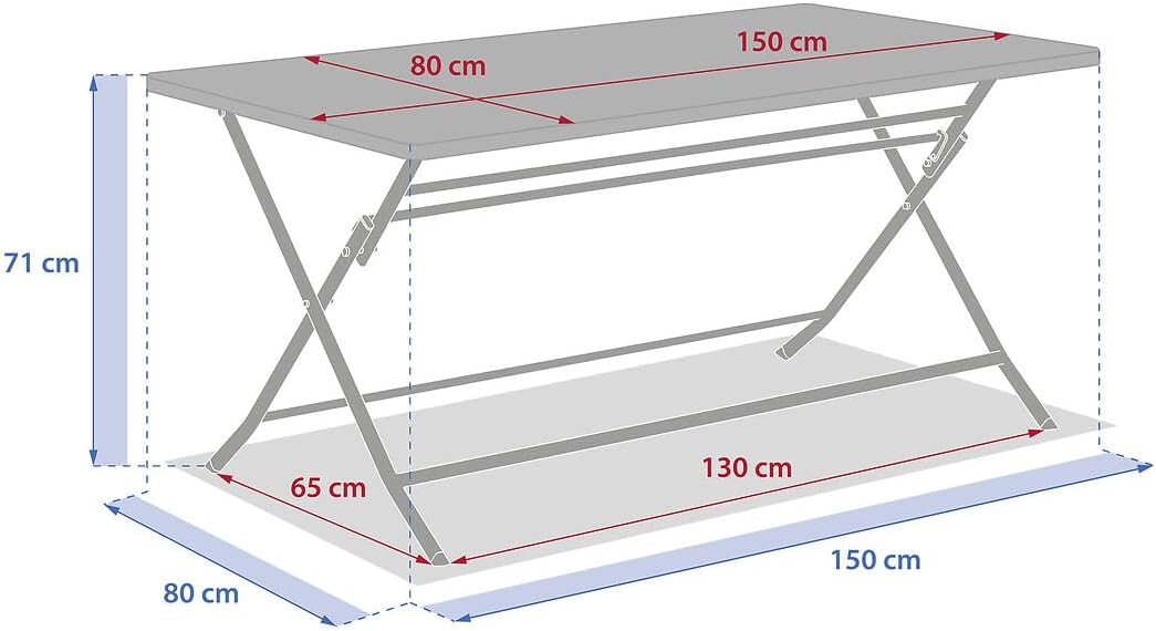 jardinite - Greensboro - table pliante rectangulaire 6 places - acier epoxy antirouille