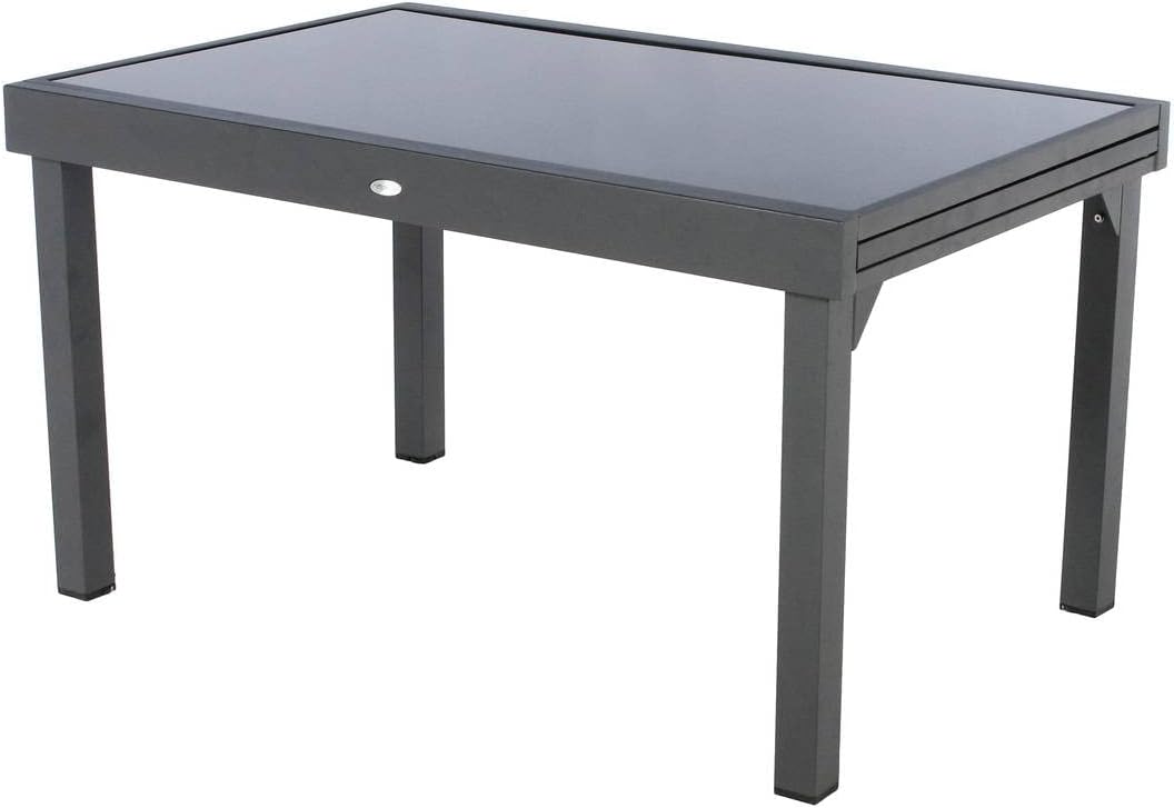 jardinite - Piazza extensible - 185/245x100 cm - aluminium verre trempé 10 places