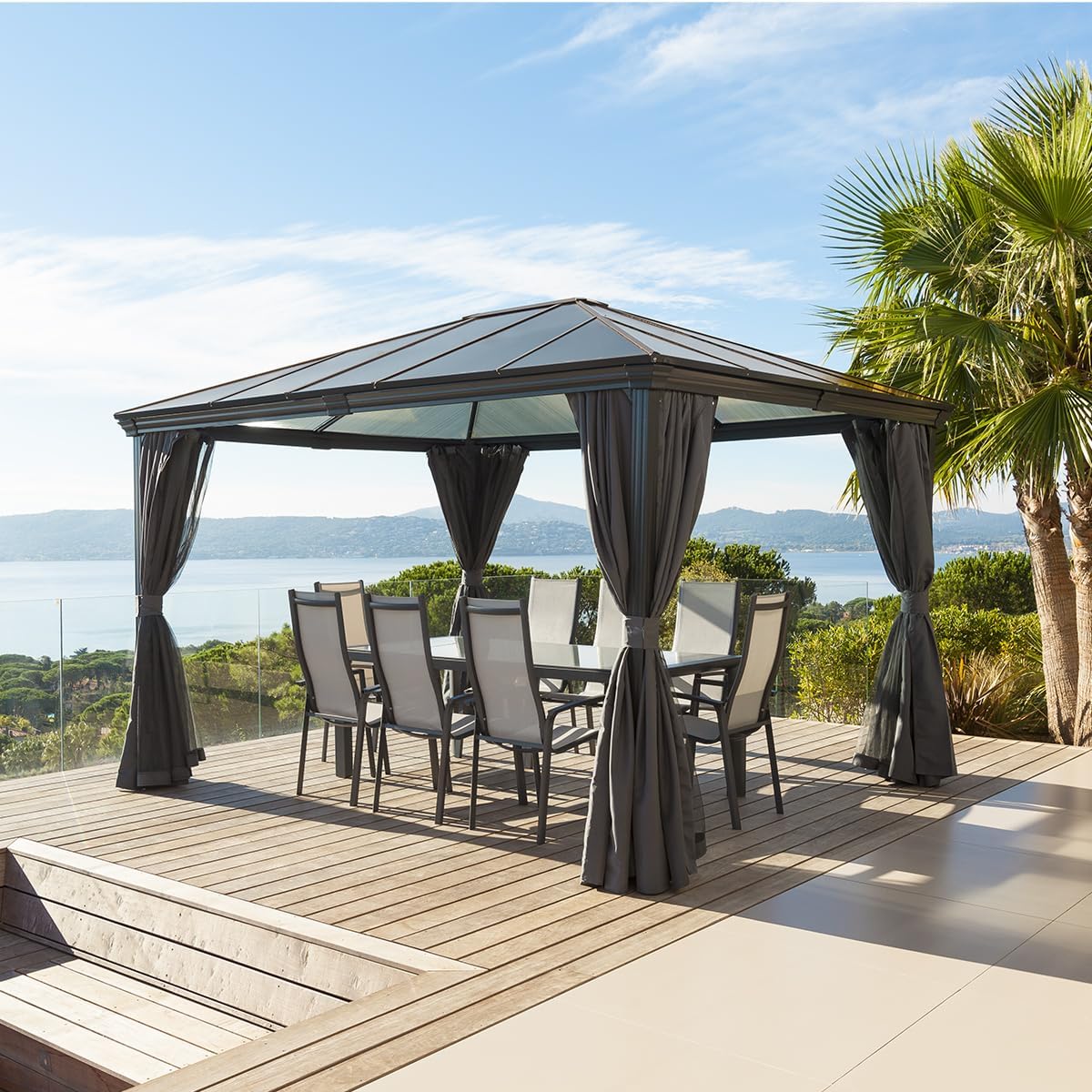 jardinite - Tonnelle Belize Graphite - 5 places - polyester acier epoxy anti-rouille
