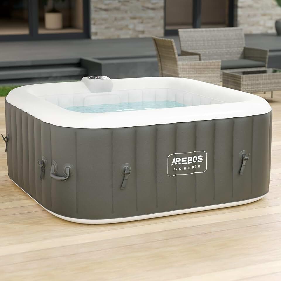 jardinite - Spa gonflable carré 154x154cm - 4 personnes, 100 jets, 600L