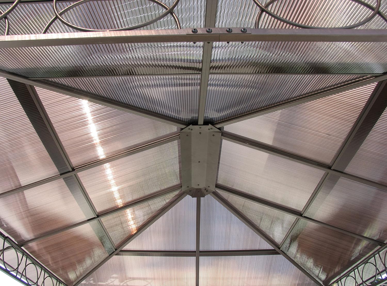 jardinite - tonnelle rigide métal - 3 x 3,6 m - panneaux latéraux polycarbonate, anti-poussière
