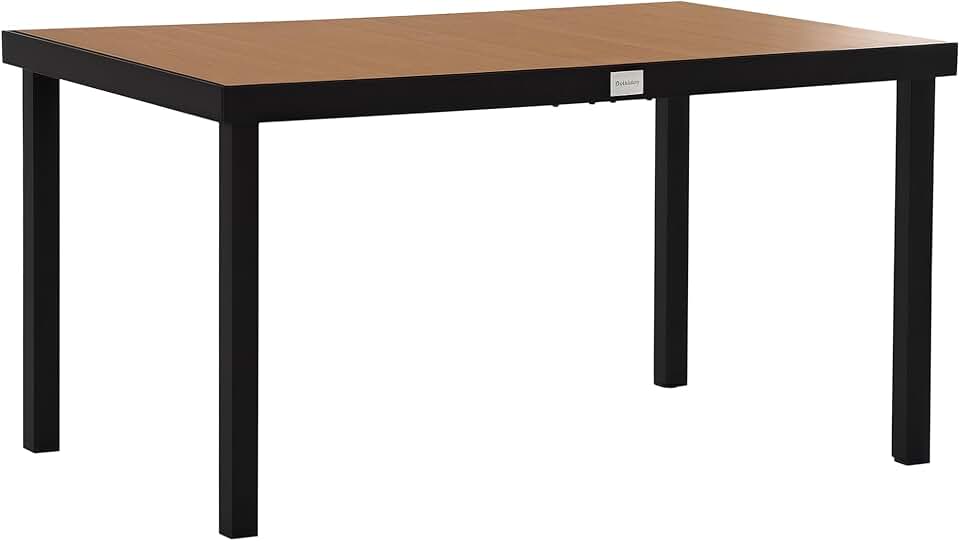jardinite - Table à manger jardin, 140x90x74 cm, aluminium bois naturel