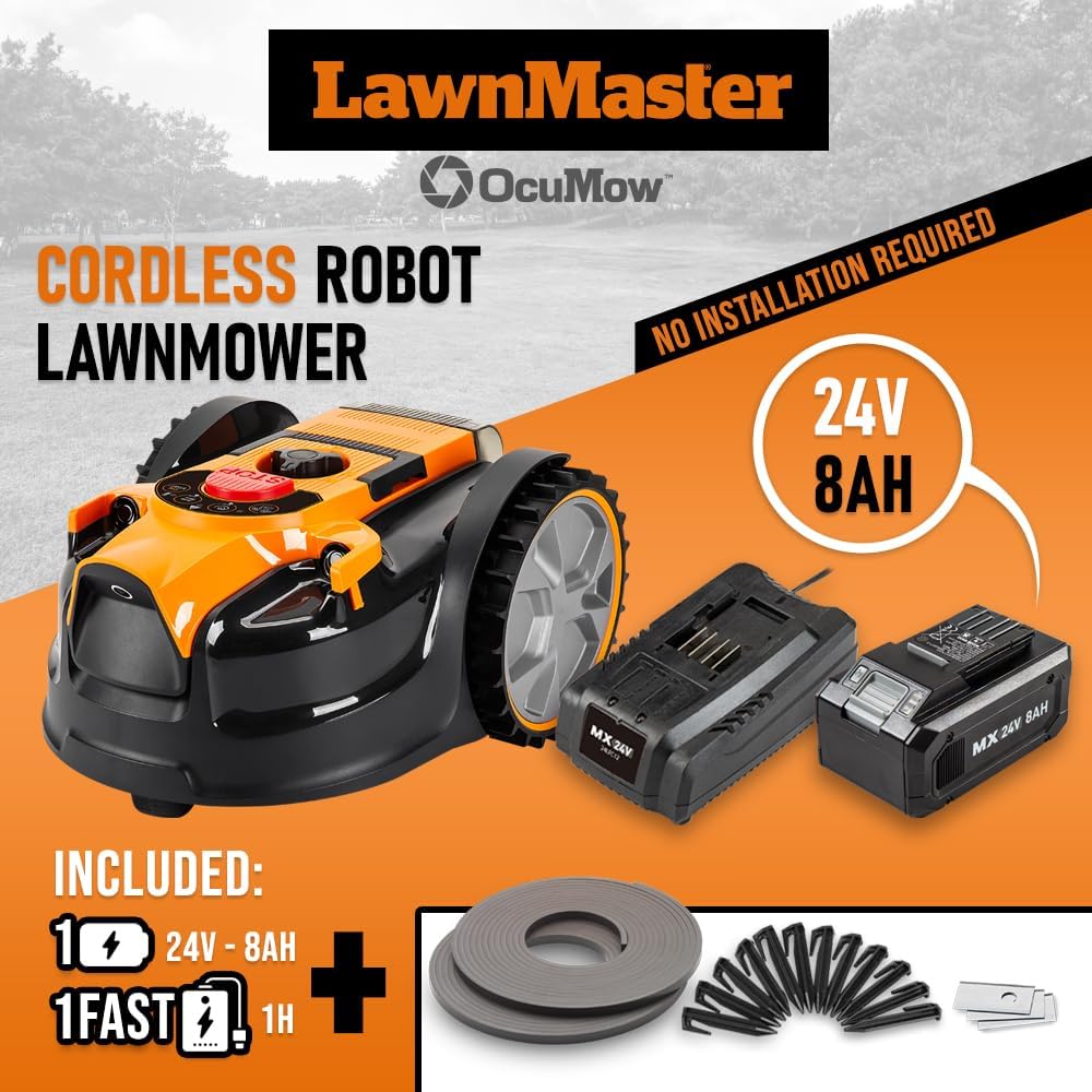 Robot tondeuse autonome 24V 8Ah, sans fil périmétrique, simple usage