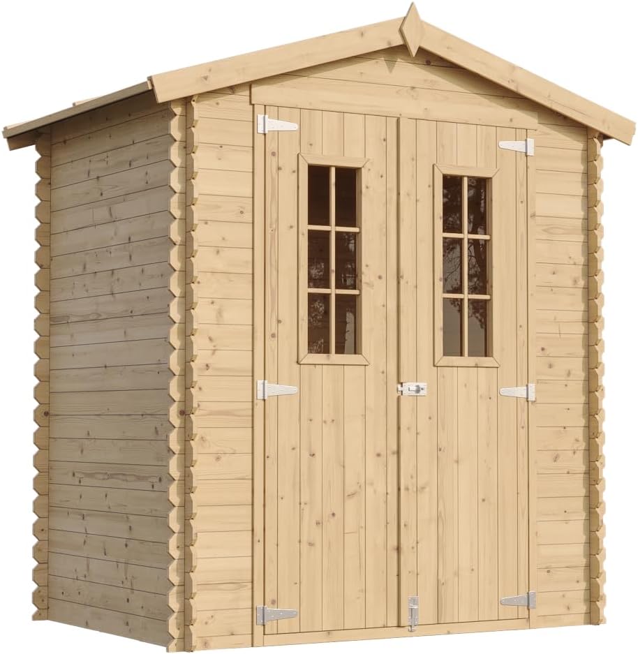 Abri de Jardin en Bois avec Sol TRAITÉ - Stockage extérieur I196xL136xH218 cm/ 1.98 m2 Petit abri à Outils, Local à vélos - jardinite M367C+M367G