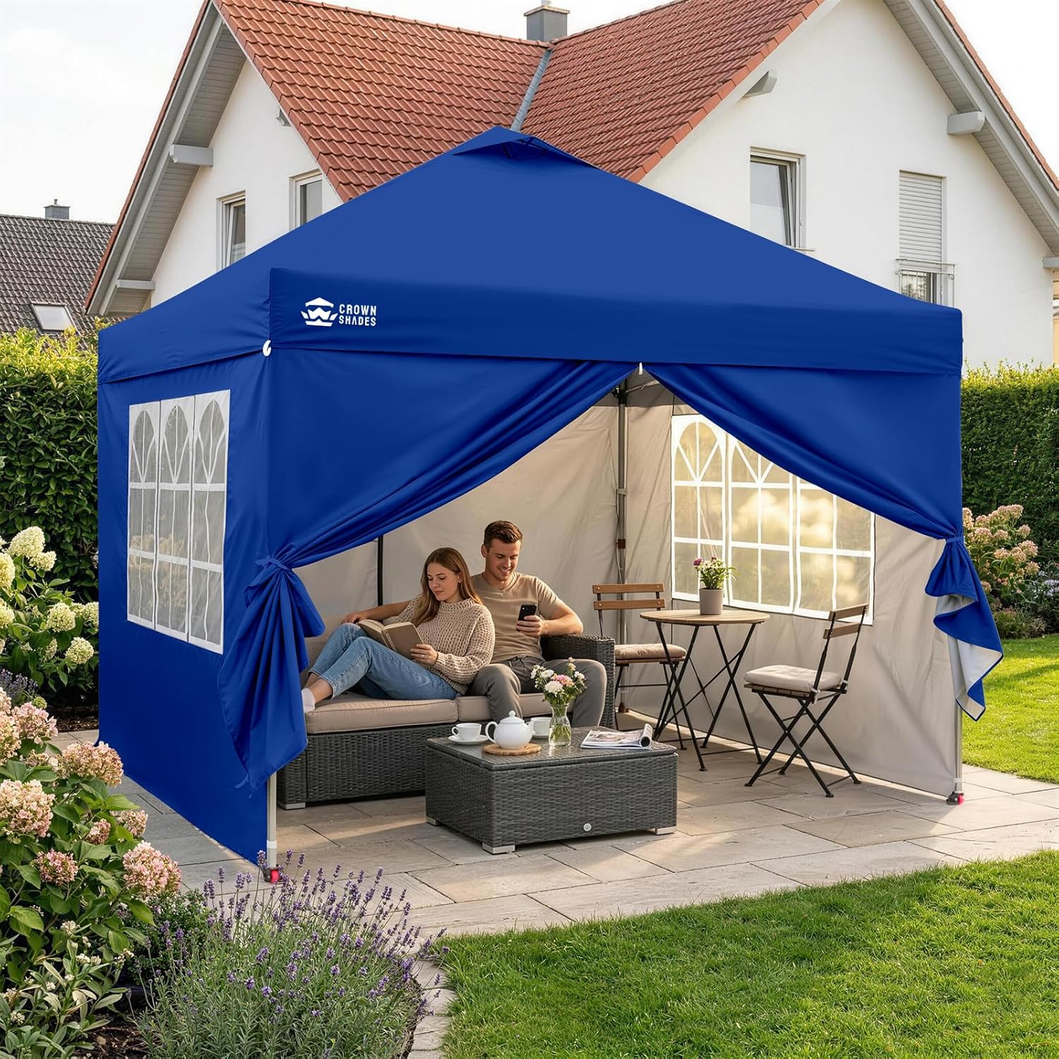 jardinite - tonnelle pliante 3x3m - imperméable, UPF 50+, 4 parois amovibles