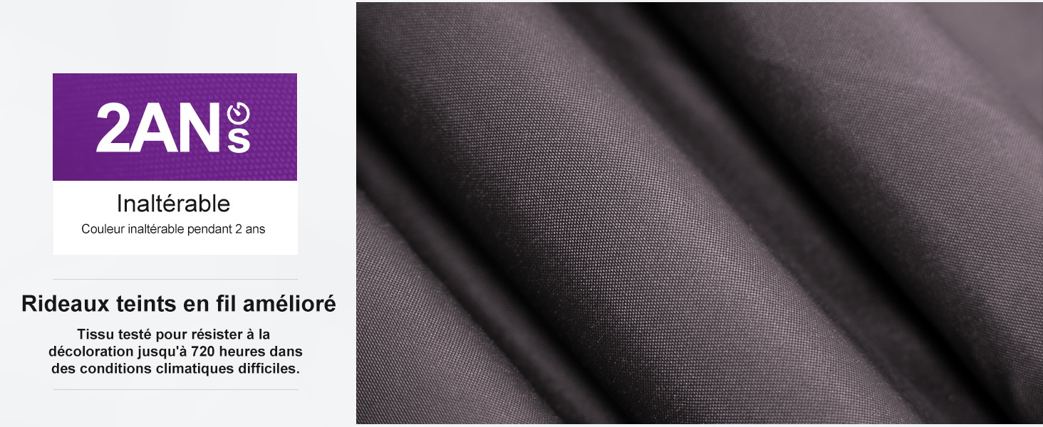 Gros plan d'un tissu gris foncé avec un subtil motif en diagonale. Le texte superposé indique la marque « 2AN » et « Inaltérable », ce qui suggère