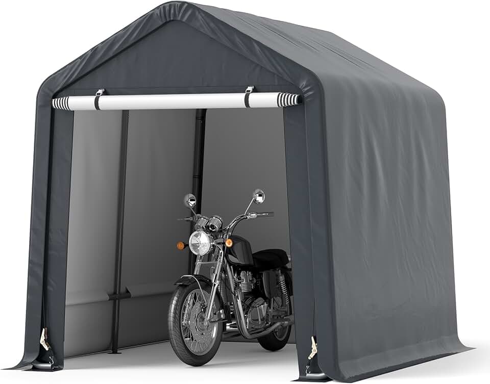 jardinite Abri de Vélos Extérieur de 240 x 195 x 214 cm, Abri de Garage Portable pour Motos Housse Imperméable avec Porte à Fermeture Éclair Enroulable, Tente de Rangement pour Jardin Cour