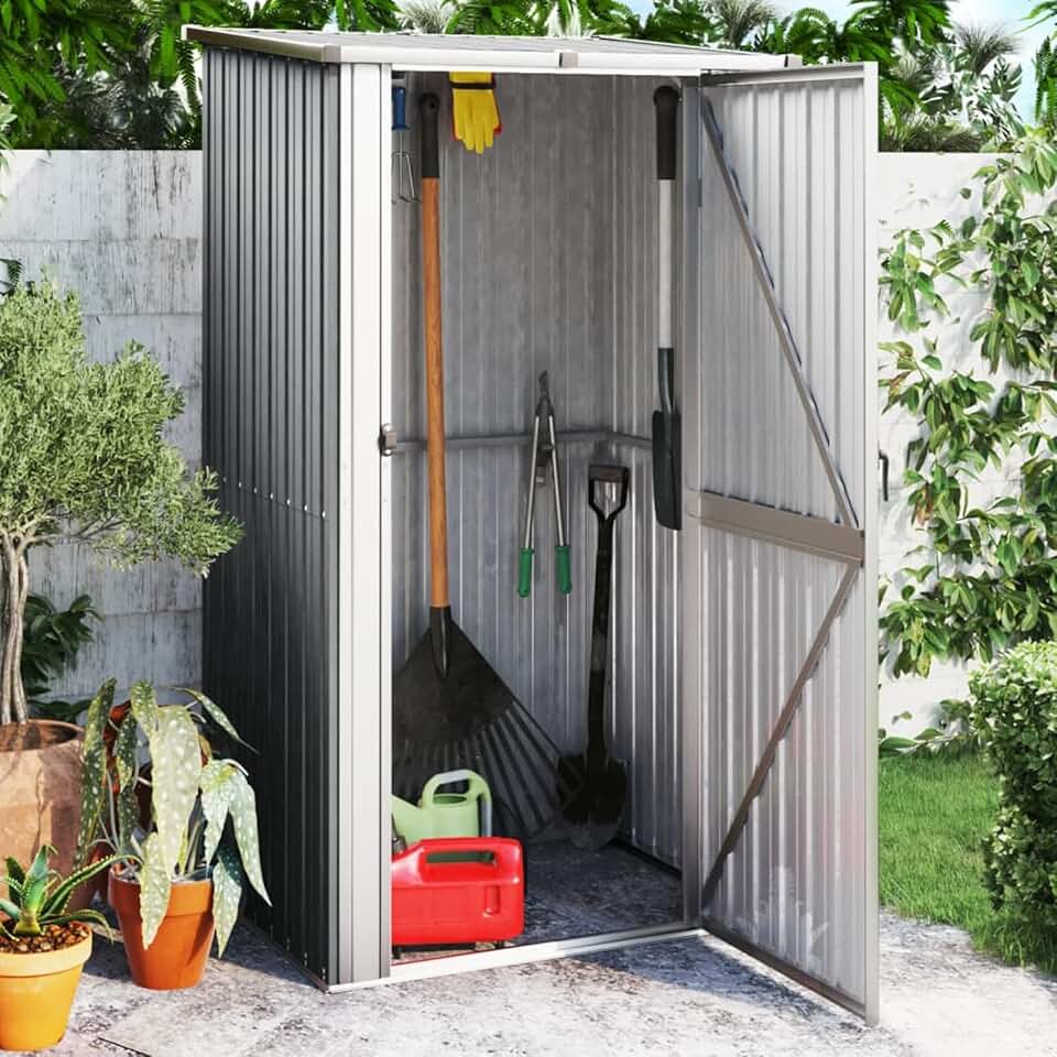jardinite - abri de jardin acier galvanisé - 118,5x97x209,5 cm - gris