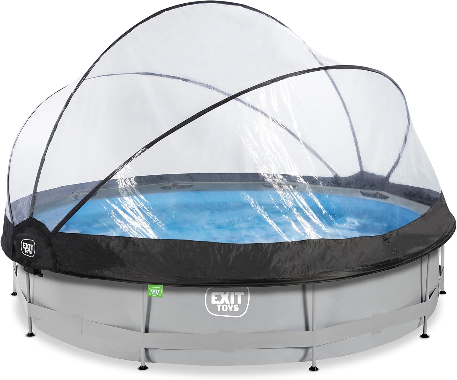 jardinite Piscine Tubulaire Soft Grey avec Dôme Multifonctionnel - ø360x76cm - Piscine Hors Sol Ronde avec Pompe Filtrante à Cartouche - Entrée Basse - Pour l'Eau de la Piscine Propre et Chaude - Gris