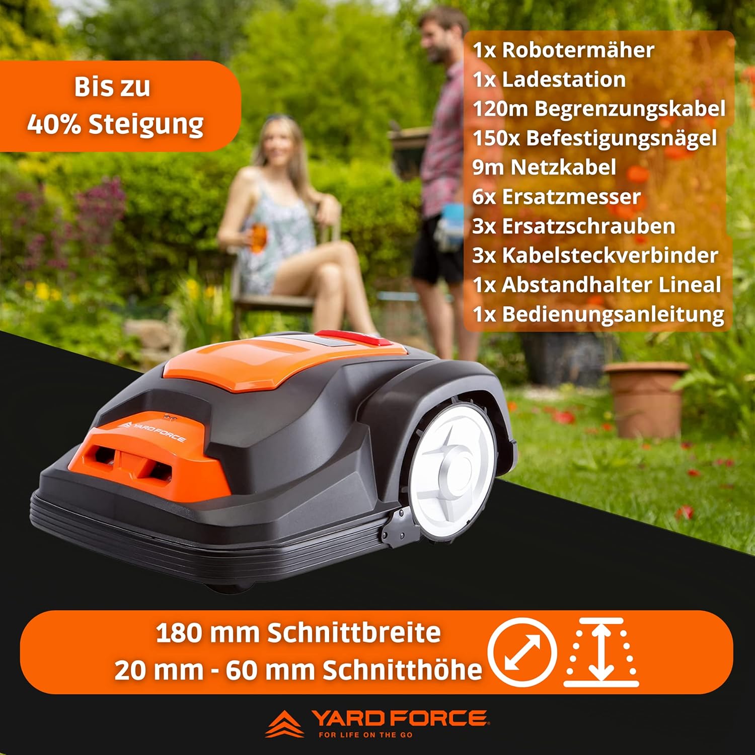 jardinite - SA650B Série - 650m² - Capteurs obstacles et soulèvement