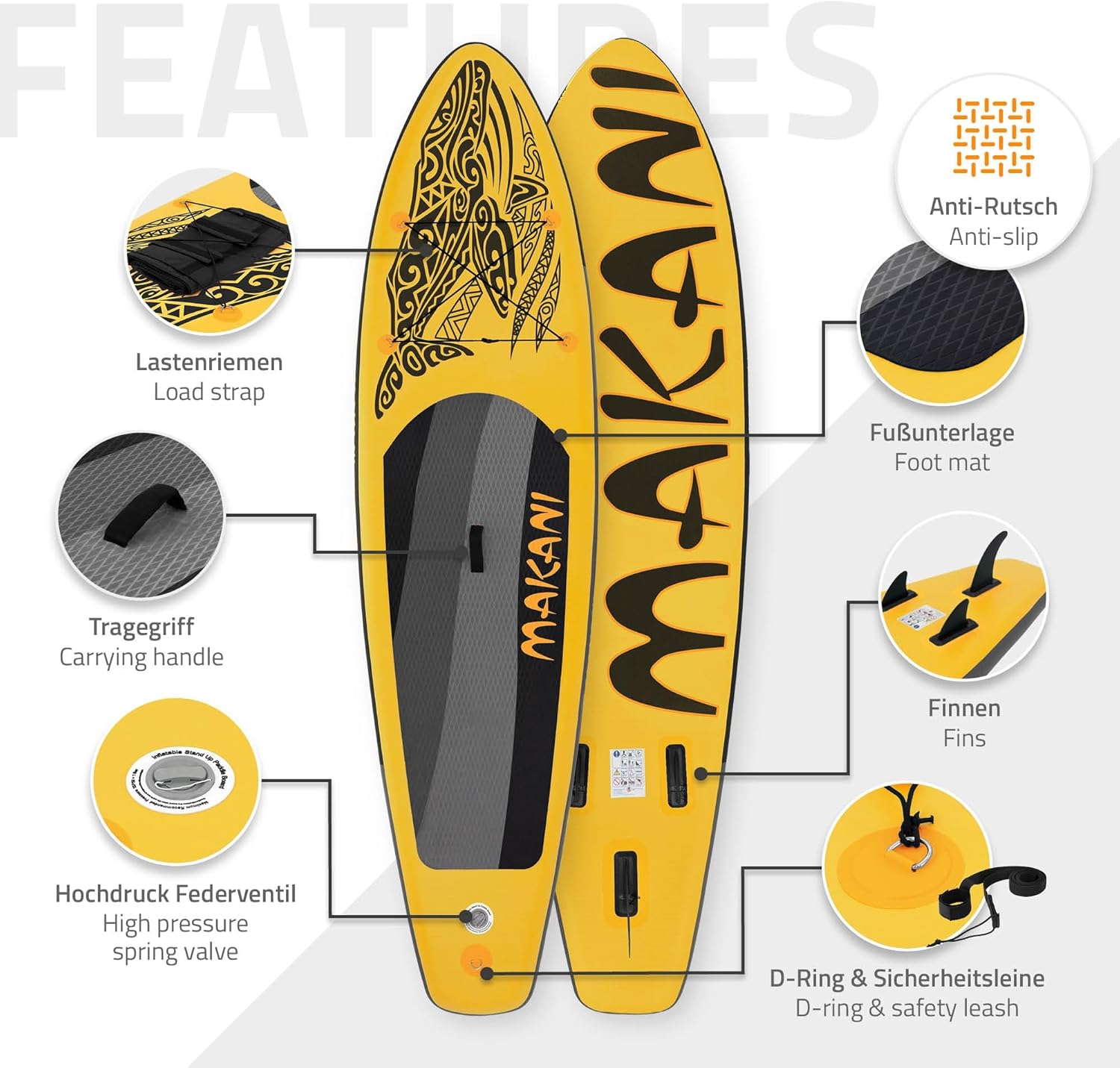 jardinite - stand up paddle série gonflable - 305/308/320/380 cm - PVC, 120/150 kg, 10/15 cm épaisseur