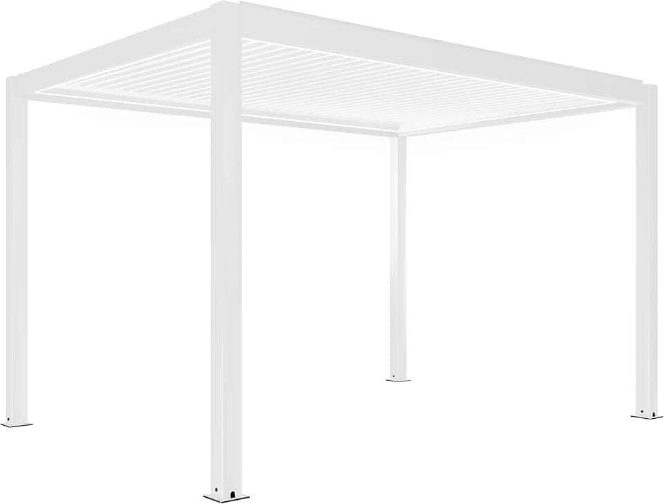 jardinite - Pergola bioclimatique motorisée éclairage - 3x4 m - Blanc