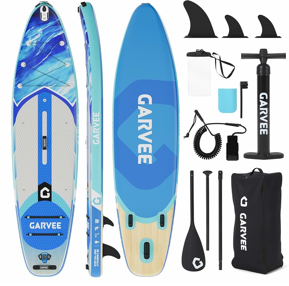 jardinite Sup Gonflable 10'6'' (323x81x15cm) – Large et Stable, Surface antidérapante EVA – Capacité 200 kg – 3 ailerons – Accessoires Inclus – Taille : 323 * 81 * 15