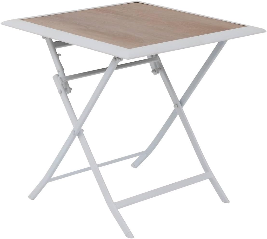 jardinite - Azua - 70x70 cm - table pliante 2 places aluminium Blanc
