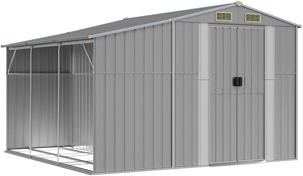 Abri de jardin en acier galvanisé - toit incliné, bunker à charbon - 277x279x179 cm - extérieur robuste