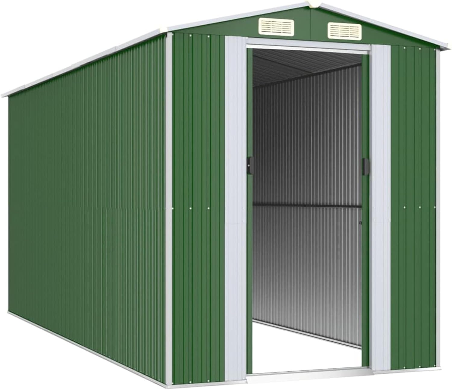 Abri de jardin extérieur en acier galvanisé vert 192 x 440 x 223 cm